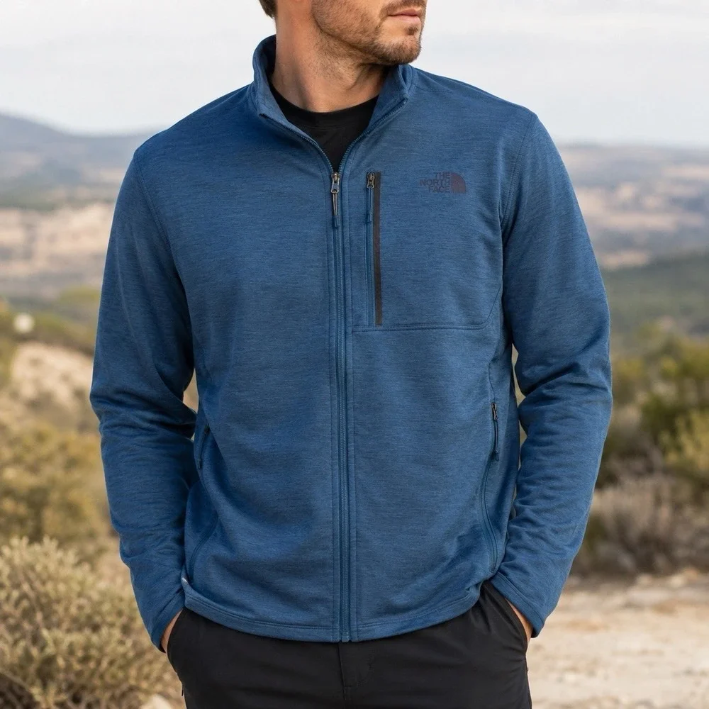 The North Face Canyonlands Fleece Jacket Mens XL Blue Full Zip Stretch NF0A3S06
